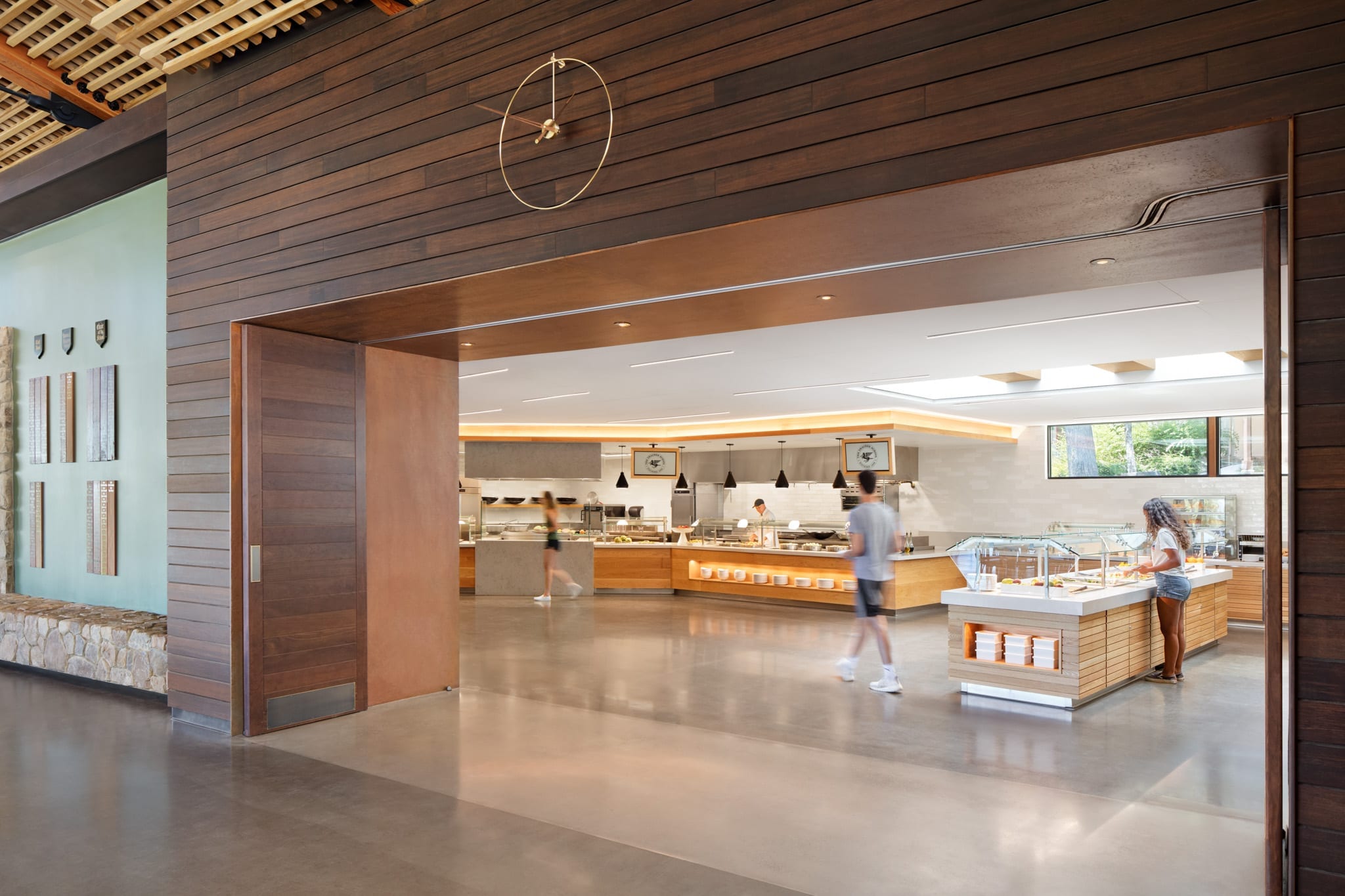Thacher School. New rustic dining facility with chefs and self-serve counters.